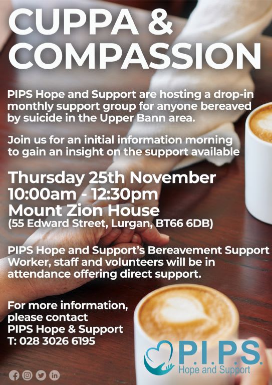 Drop-in Coffee Morning for Anyone Bereaved by Suicide in Upper Bann
