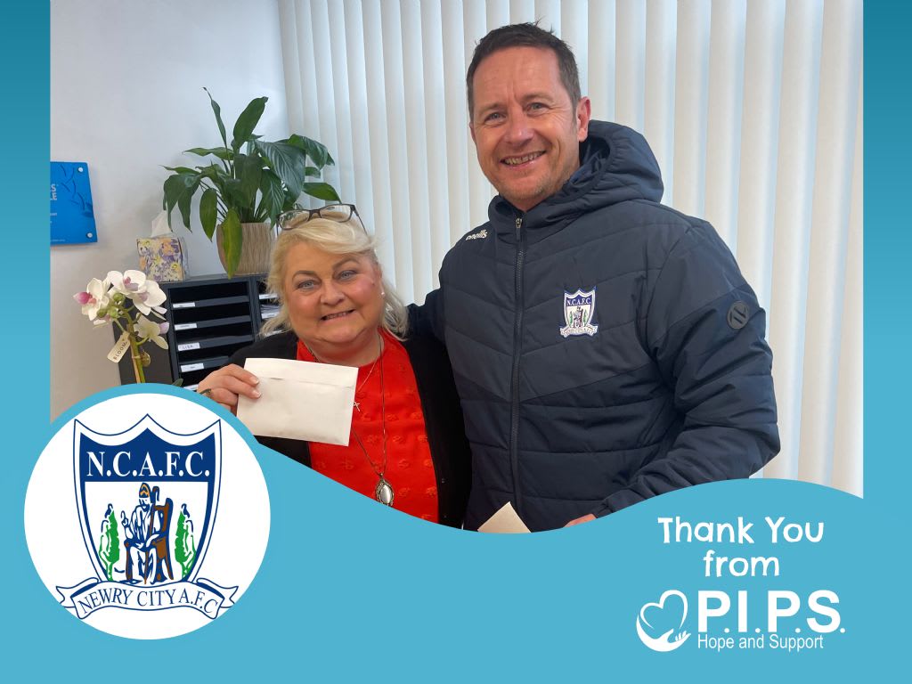 Newry City Athletic FC Supports PIPS Hope and Support with Generous Donation