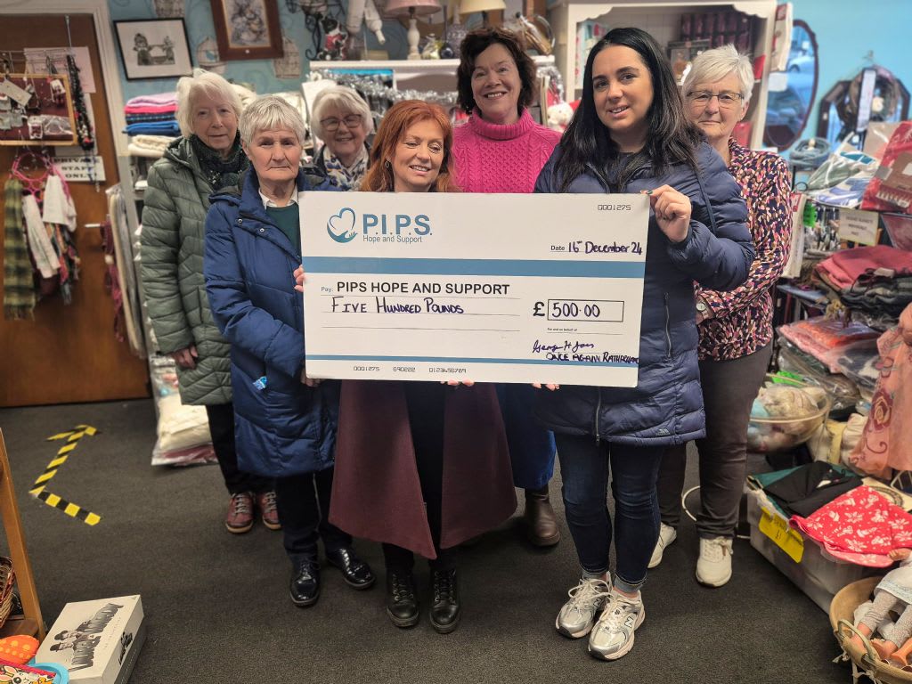 Once Again Charity Shop Donates £500 to PIPS Hope and Support, Championing Community Hope