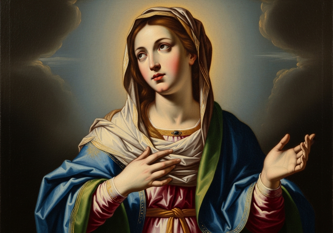 Blessed Virgin Mary interceding, showing her role as a powerful saintly prayer partner.