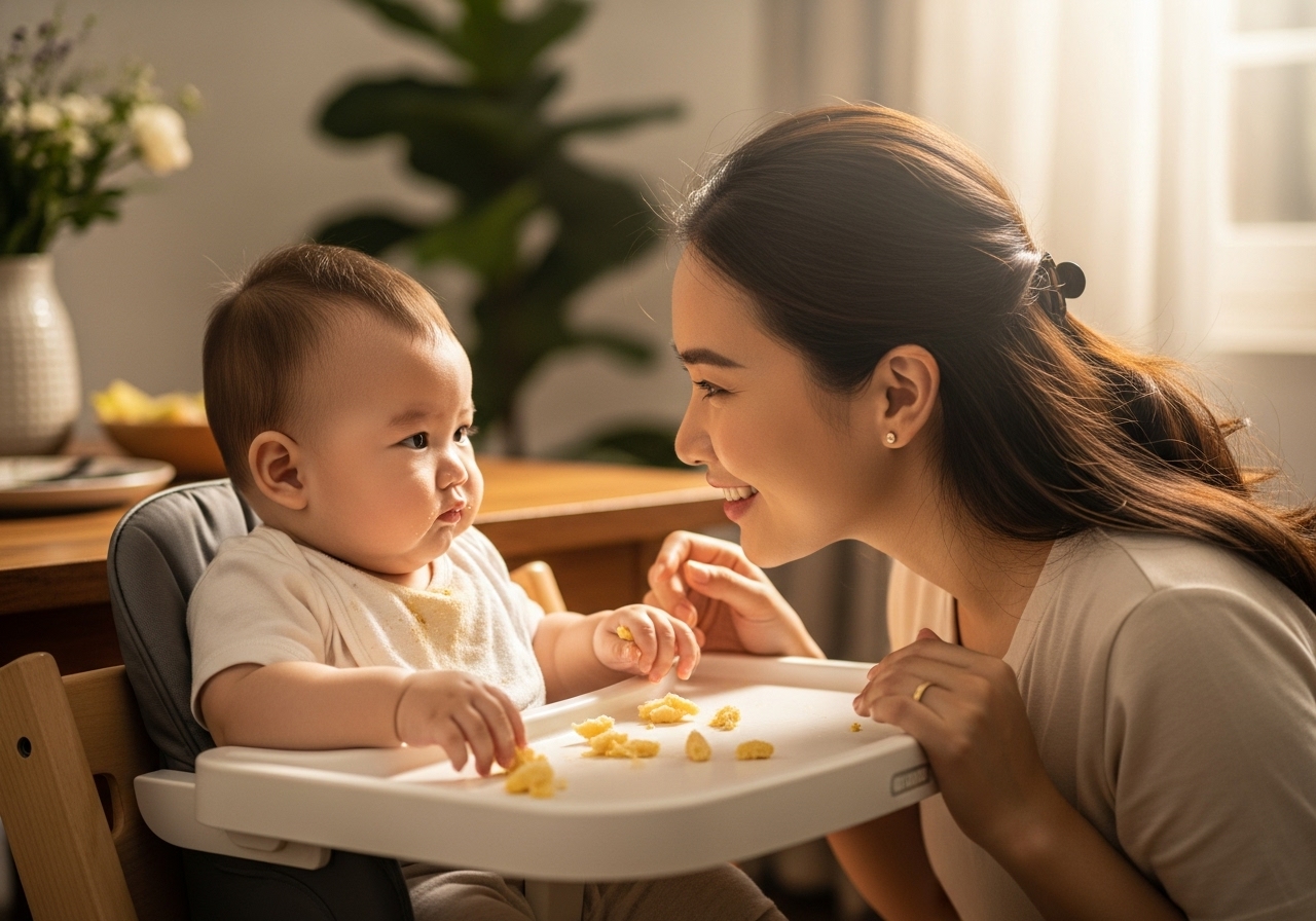 Mẹ giám sát bé ăn dặm an toàn