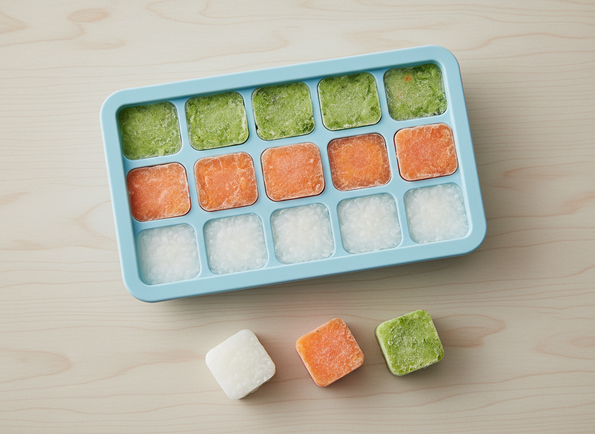 Khay trữ đông cháo và nước dashi chia khẩu phần cho bé