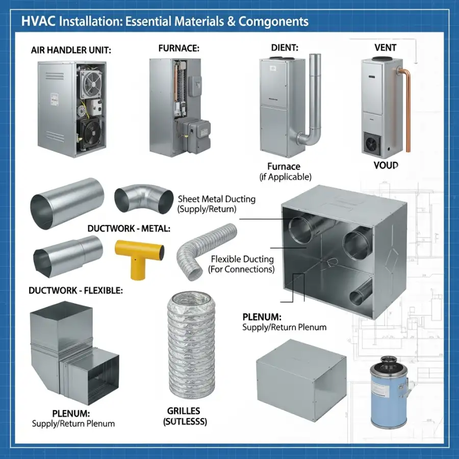 HVAC installation checklist showing different steps