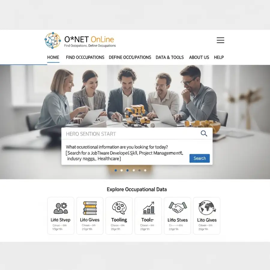 A computer screen displaying the O*NET OnLine website, illustrating its features for career exploration