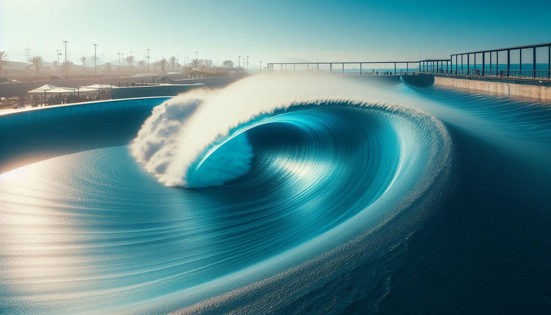 Empty left barrelling wave at a wave pool