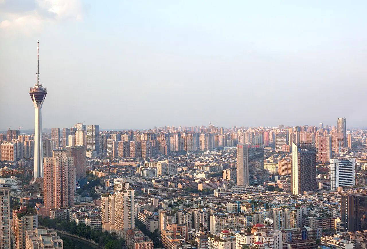 Skyline urbano di Chengdu in Cina