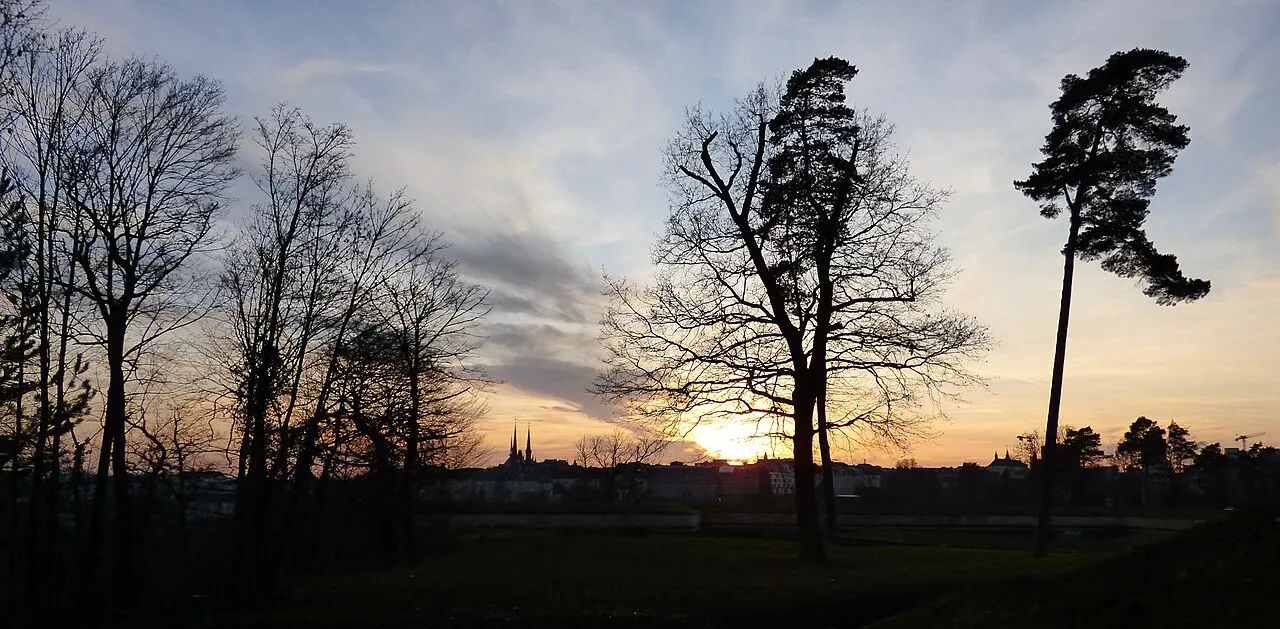 Skyline di Lussemburgo al tramonto