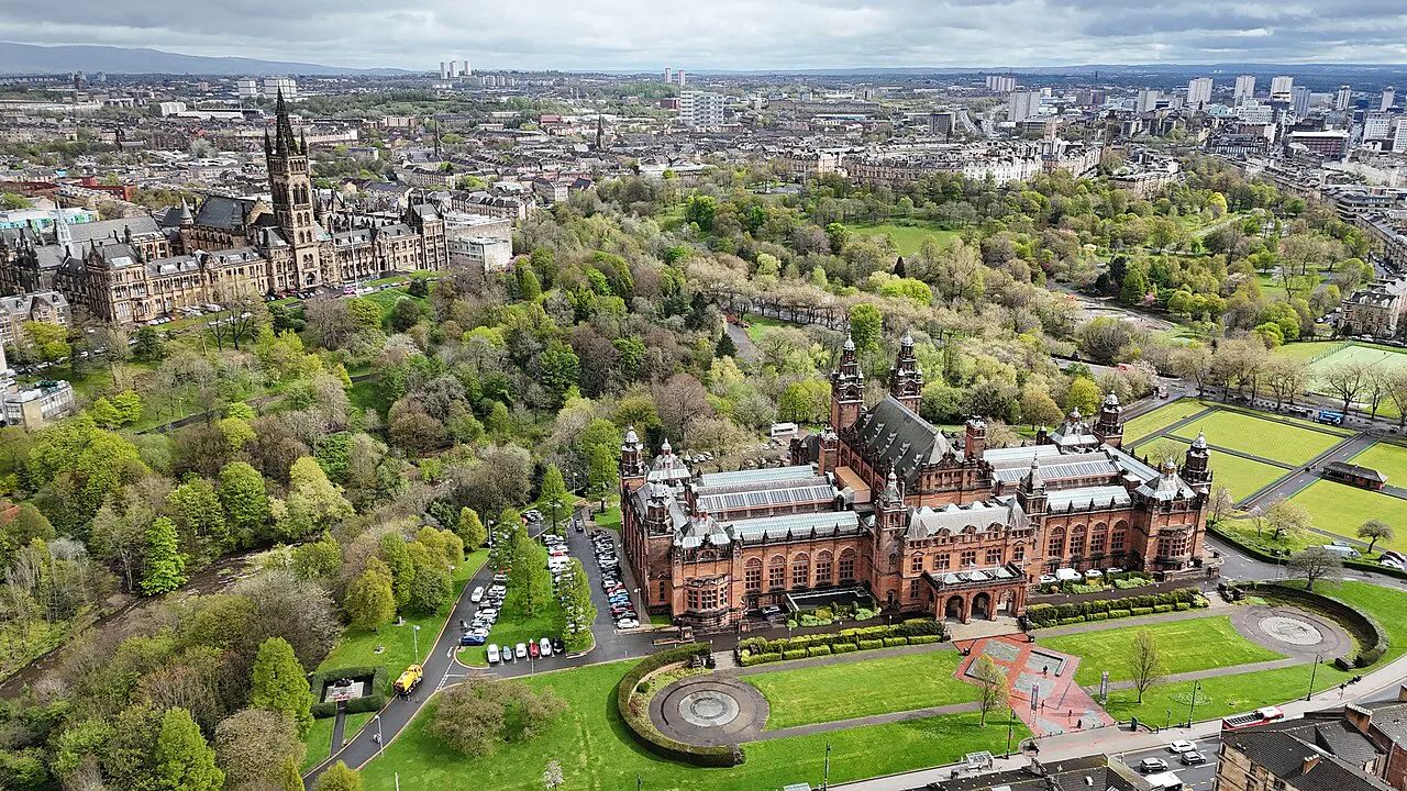 Kelvingrove Art Gallery and Museum e Università di Glasgow viste dall’alto