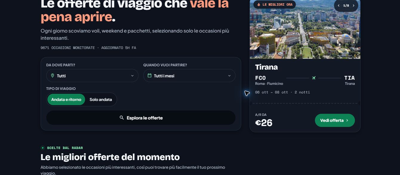 Filtri di Ninja in Viaggio per aeroporto di partenza, mese e tipo di viaggio