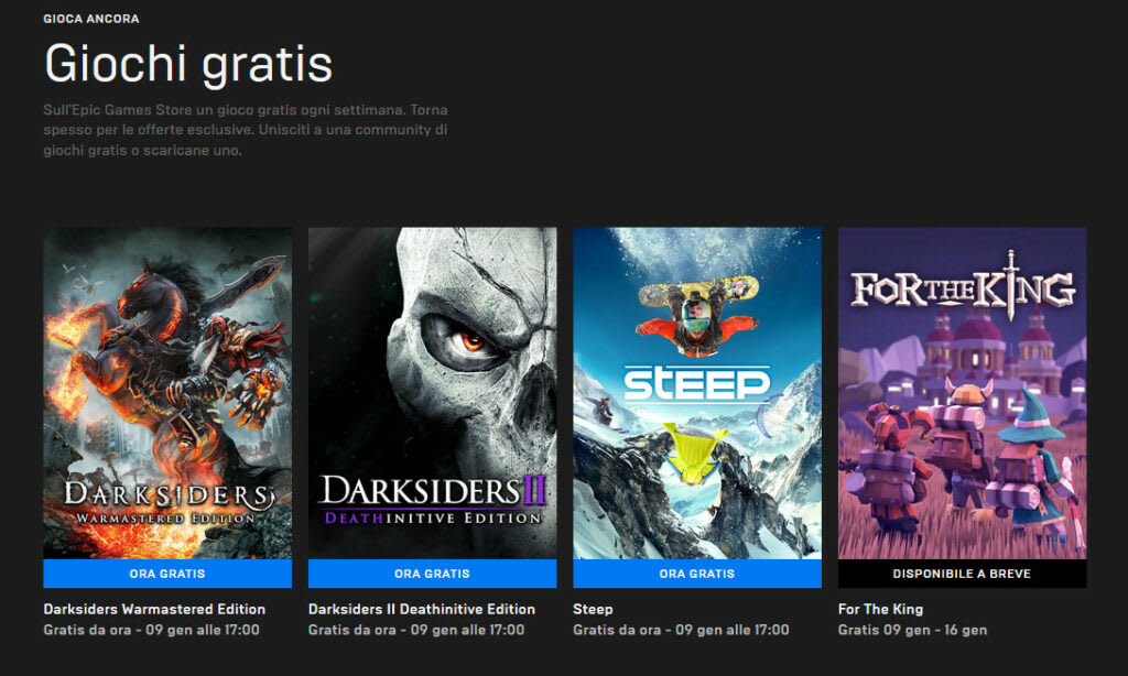 Vetrina Epic Games Store sui tre giochi gratis per pochi giorni!
