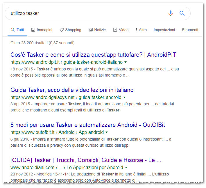 ricerca di google