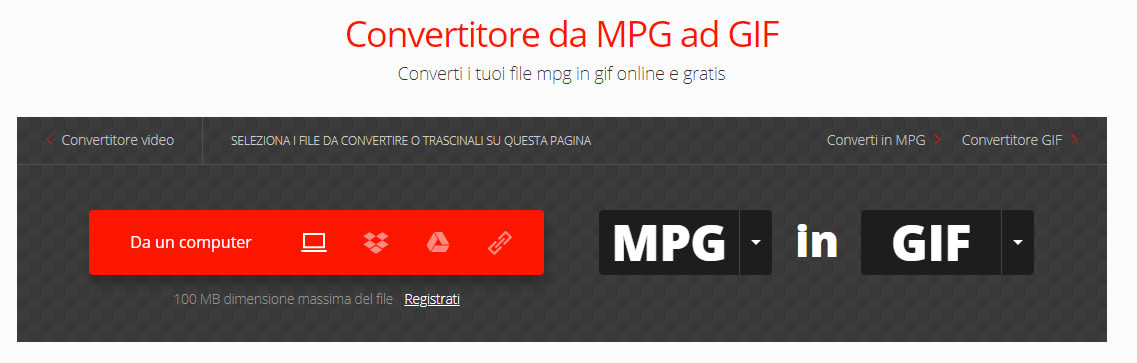 convertire mpeg in gif