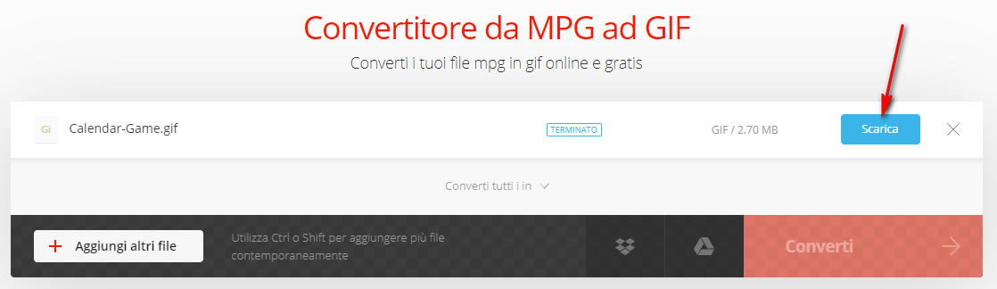 convertire mpeg in gif
