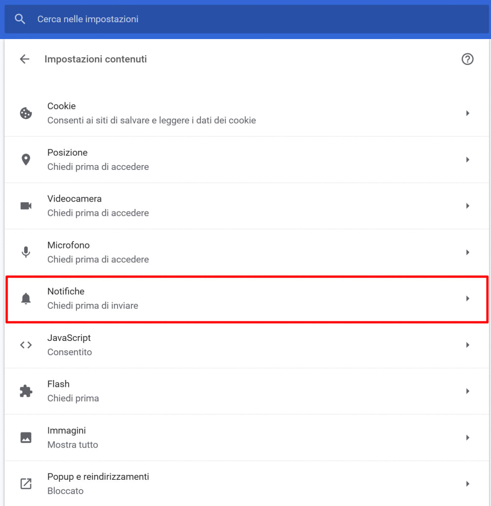 notifiche chrome computer