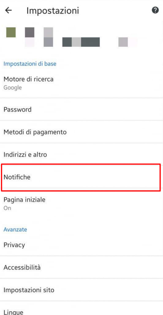 notifiche chrome android