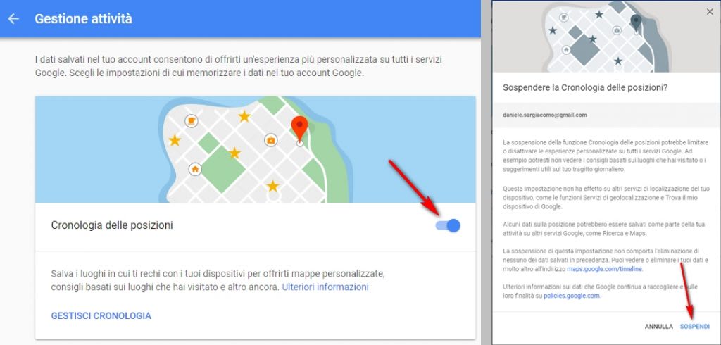 Cronologia delle posizioni Google