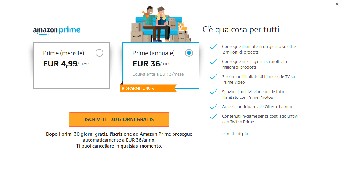 Come iscriversi ad Amazon Prime