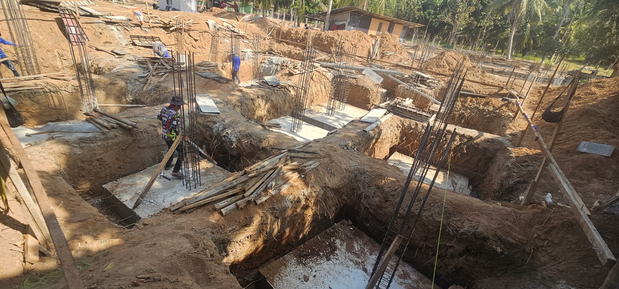 Halls of Eden construction progress — foundations and structural columns