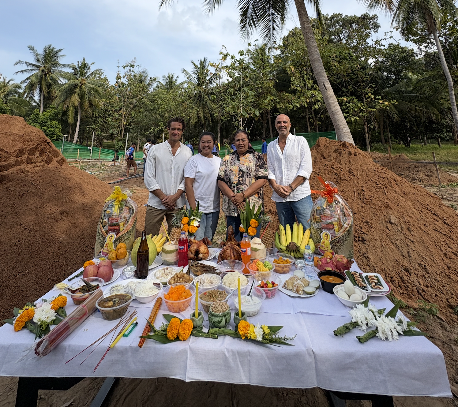 The Halls of Eden founders at the ground-breaking blessing, Koh Phangan