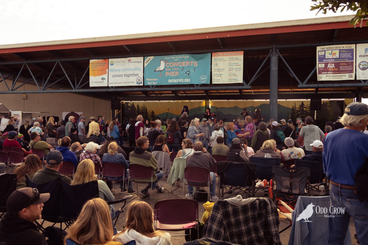 Wide shot of the packed crowd at Concerts on the Pier for The Nasty Habits