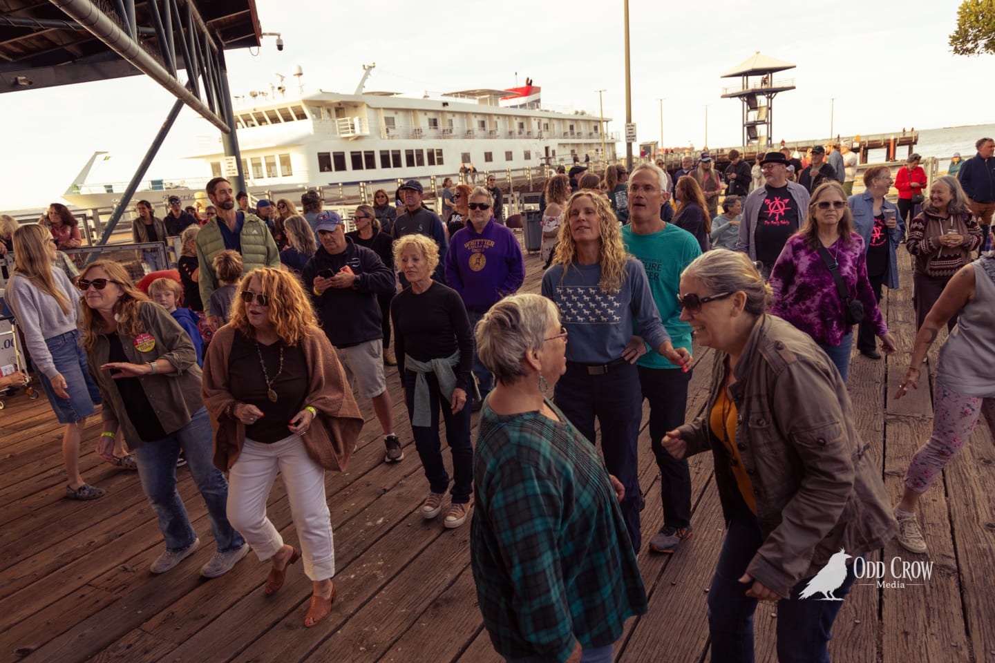 Crowd dancing at Concerts on the Pier during The Nasty Habits' set
