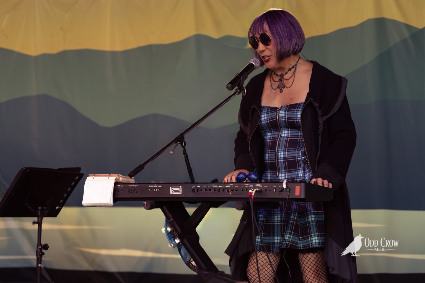 The Nasty Habits keyboard player performing on the pier stage