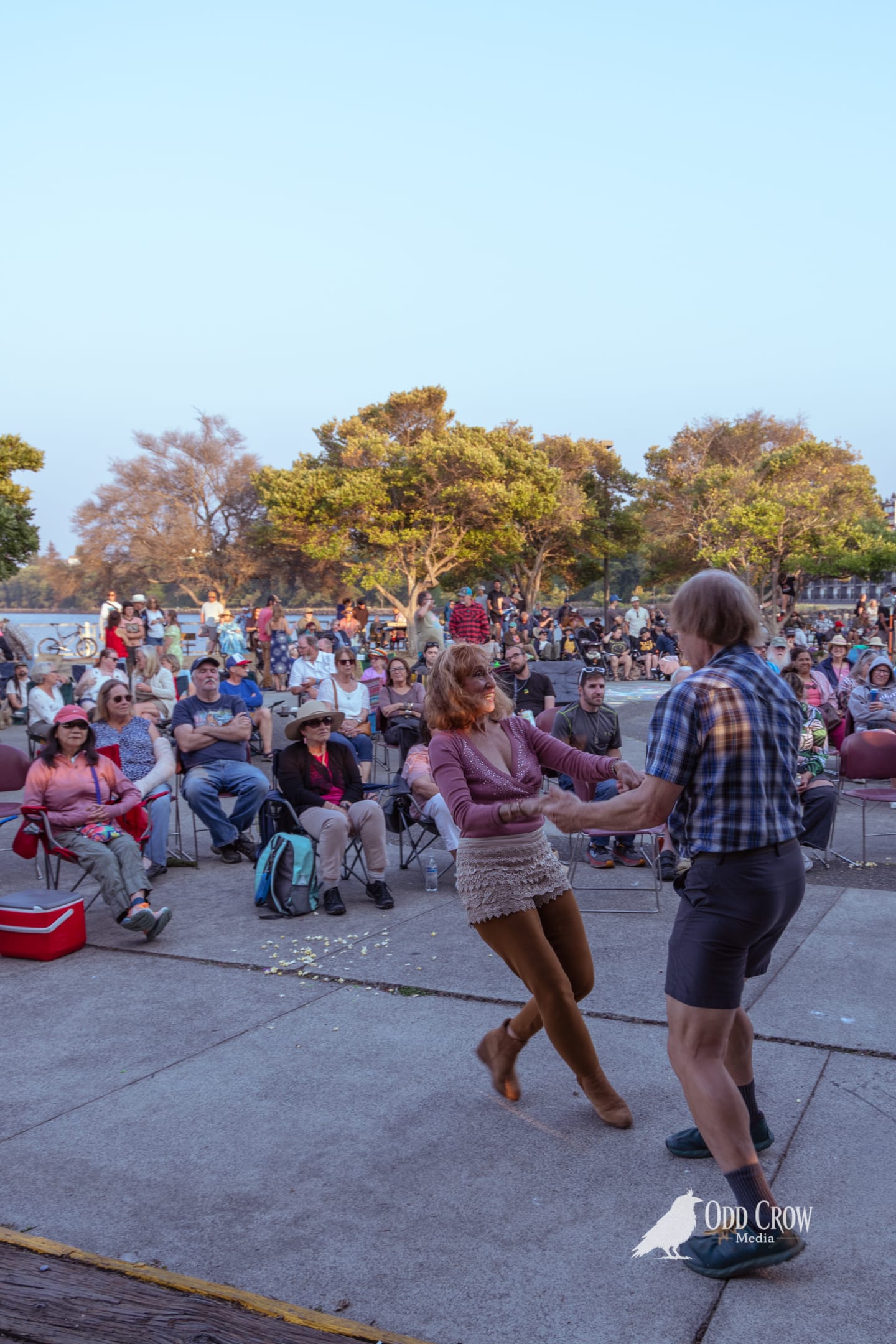 Wide shot of the crowd gathered at Concerts on the Pier for Great American Trainwreck