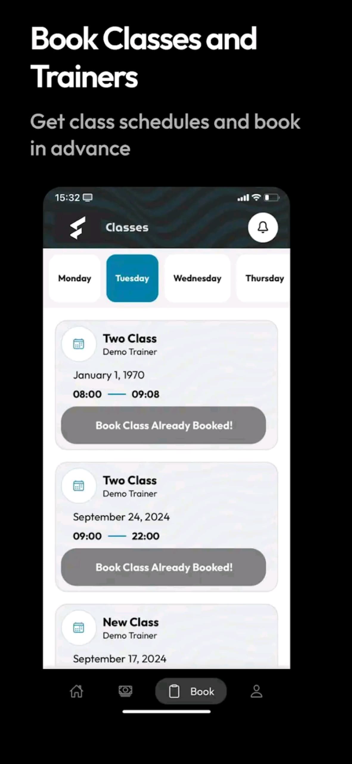 client gym class booking