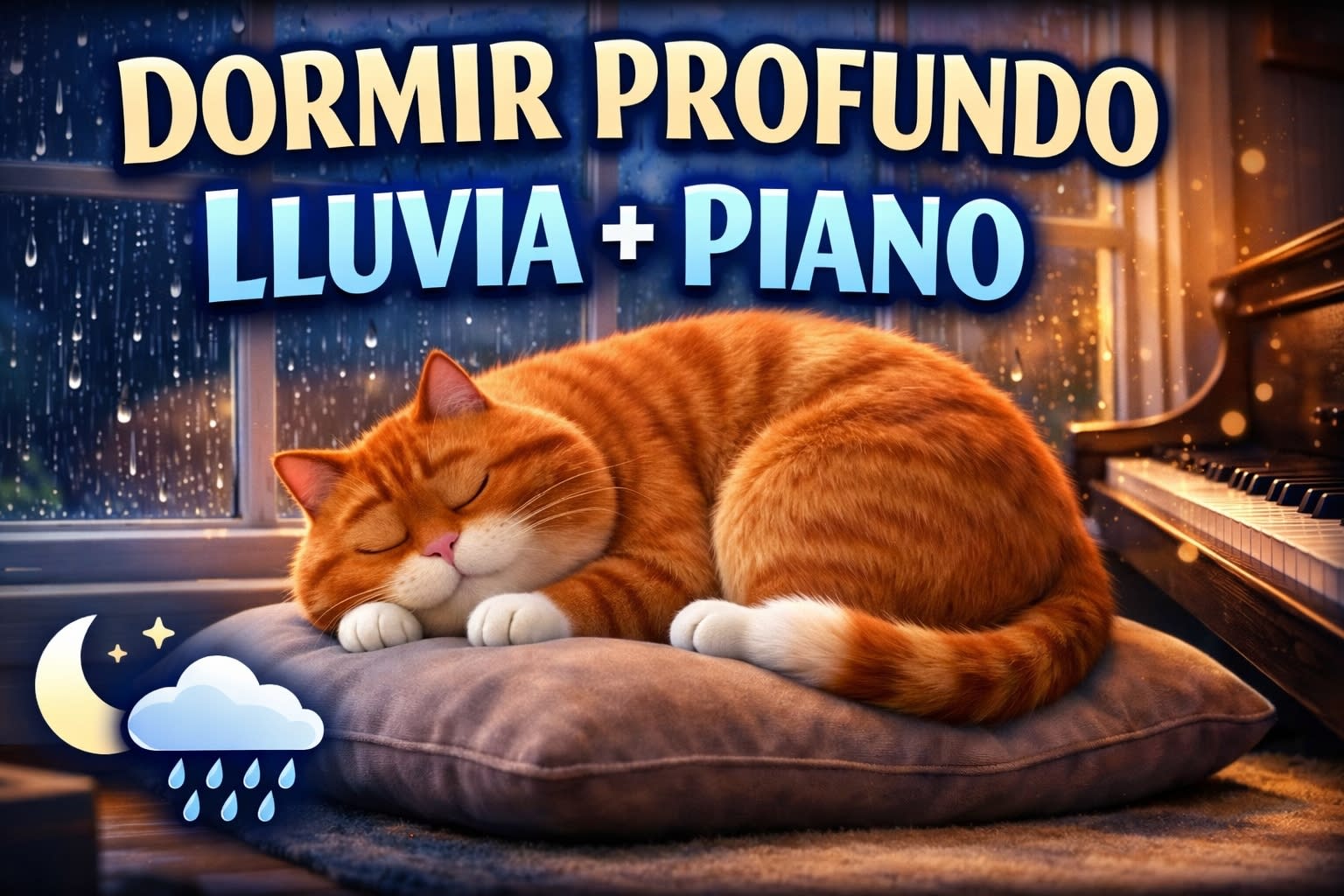 DORMIR PROFUNDO, 3 HORAS DE LLUVIA Y PIANO