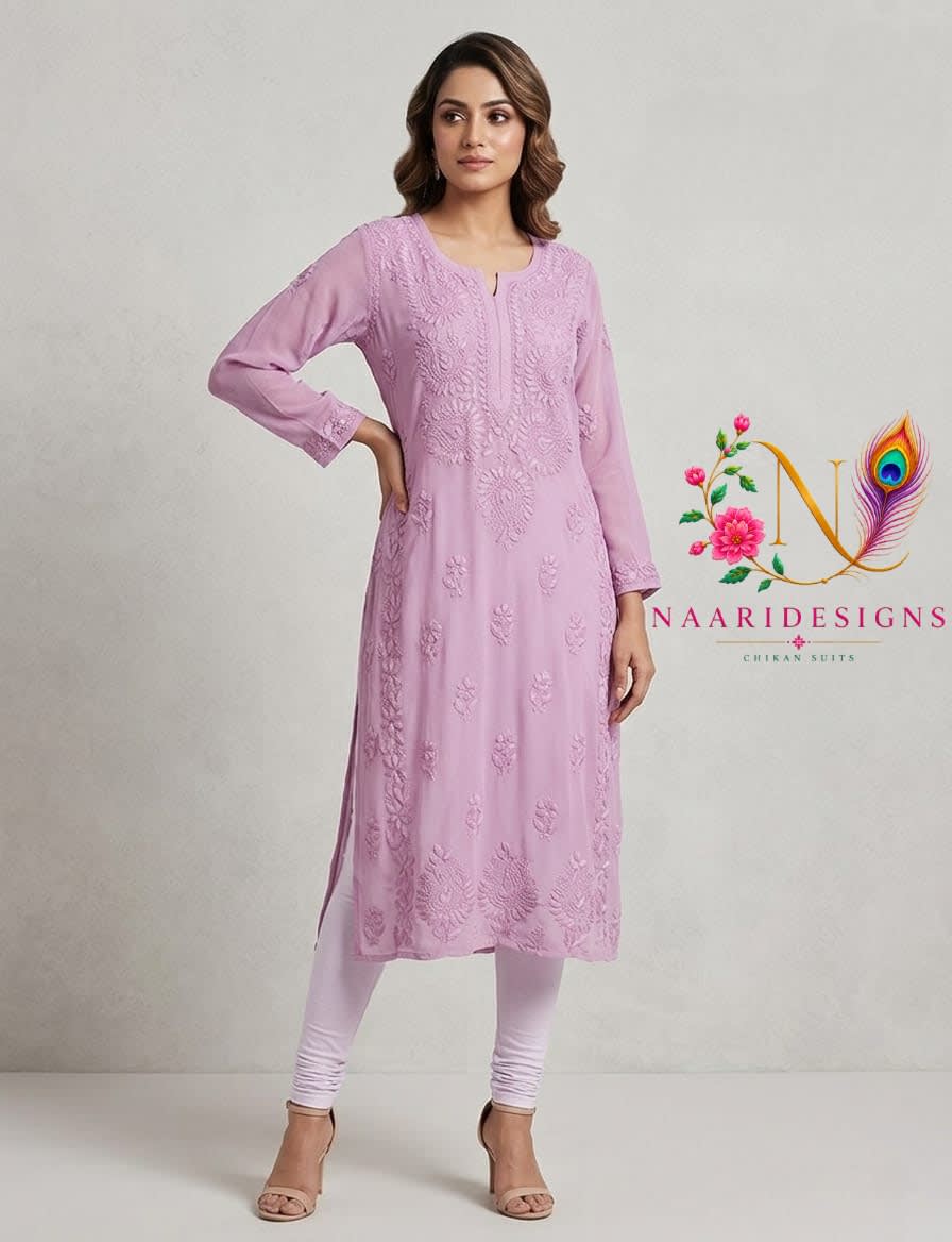 Noor Lilac Chikankari Kurti
