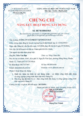 Chứng nhận Chứng chỉ Năng lực hoạt động xây dựng - DAT Solar