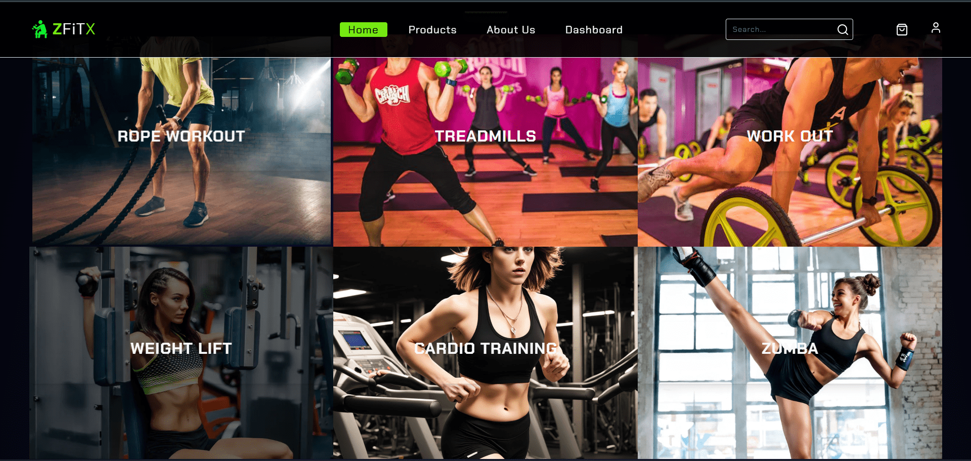 ZFiTX  e-commerce website for fitness equipment