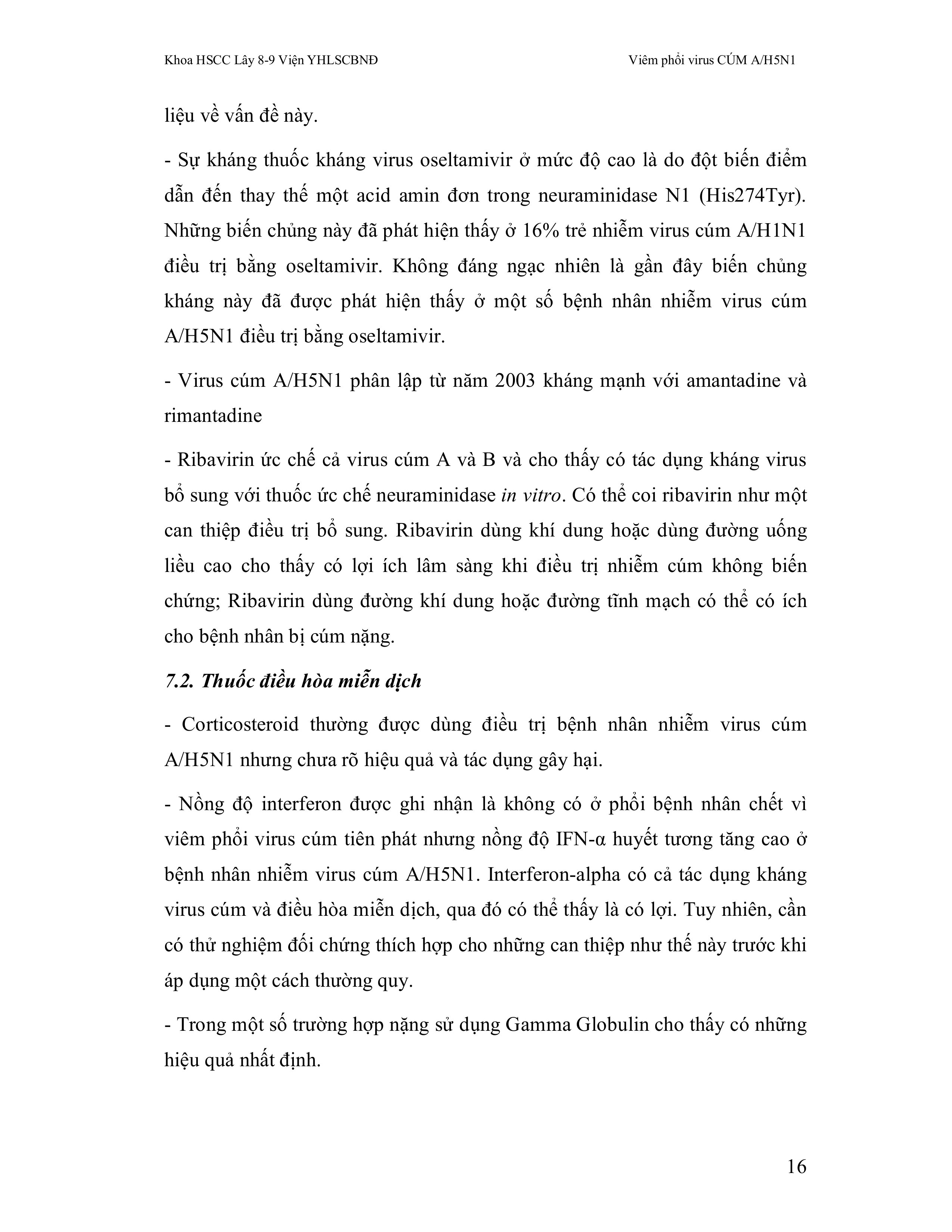 Bài giảng VIÊM PHỔI VIRUS CÚM A (H5N1) part 4 docx