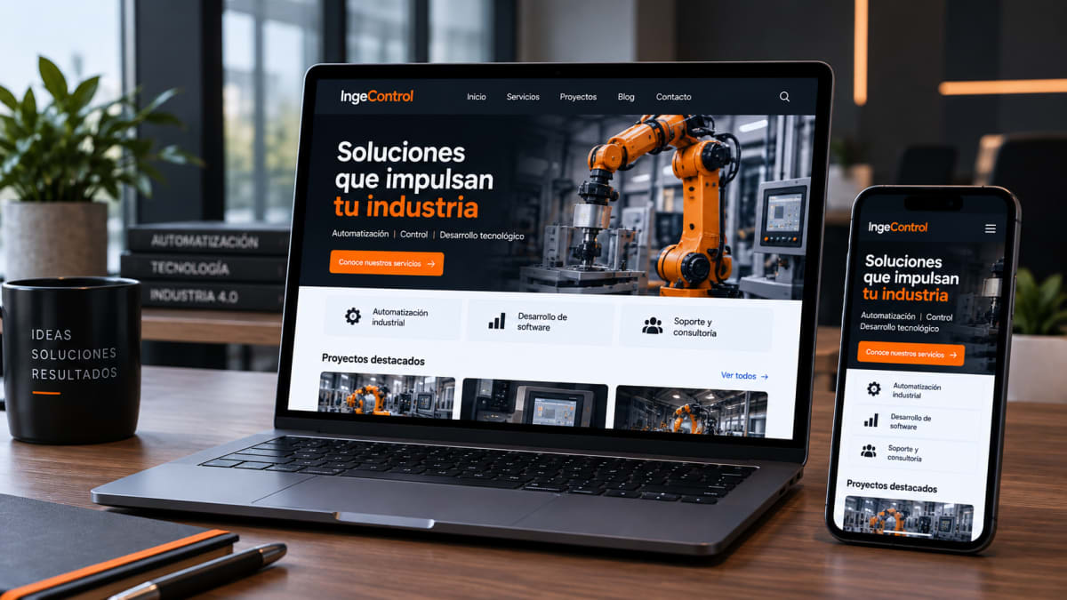 Ejemplo de desarrollo de sitio web profesional de IngeControl