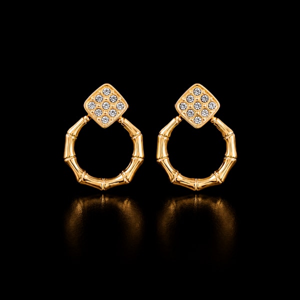 Crystal Bamboo Hoop Stud Earrings