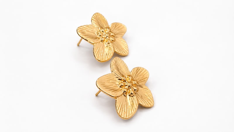 Gold Floral Stud Earrings