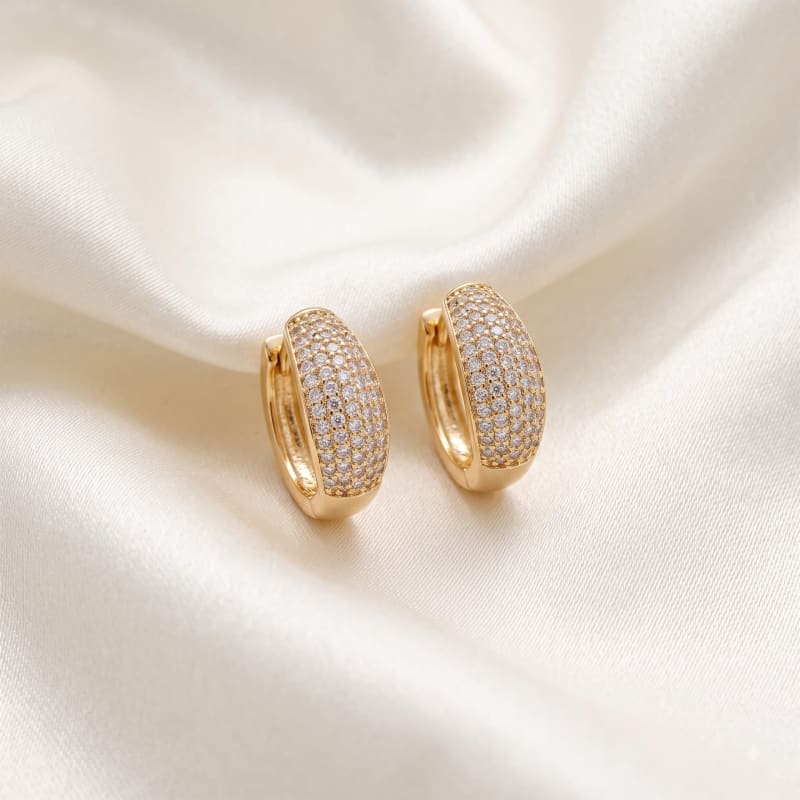 Gold Pavé Crystal Hoop Earrings