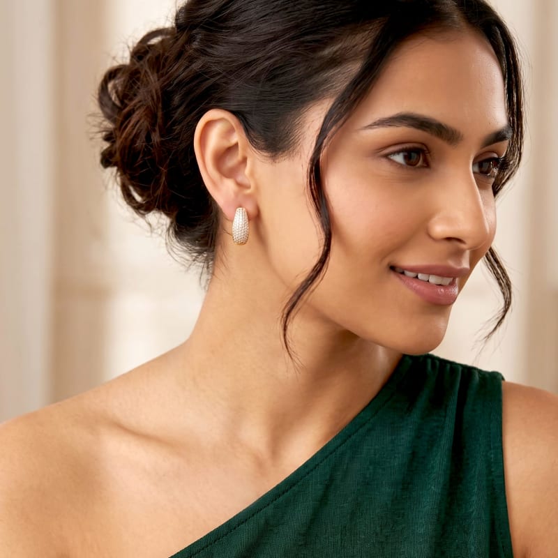 Gold Pavé Crystal Hoop Earrings