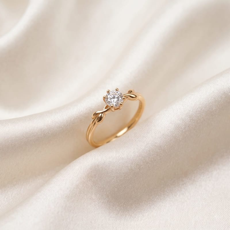 Floral Solitaire Gold Ring