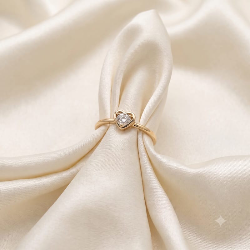 Heart Solitaire Gold Ring