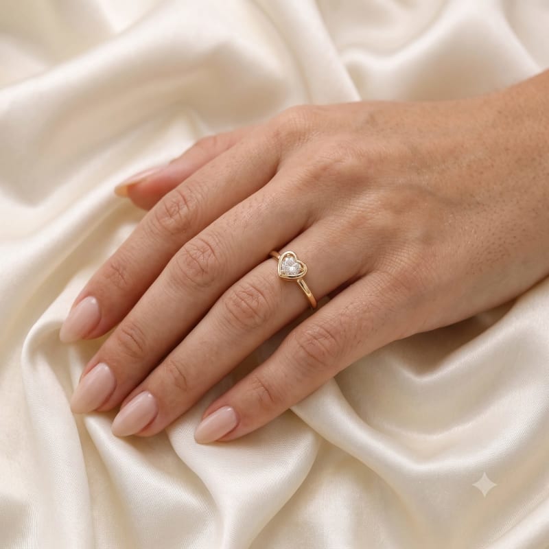 Heart Solitaire Gold Ring