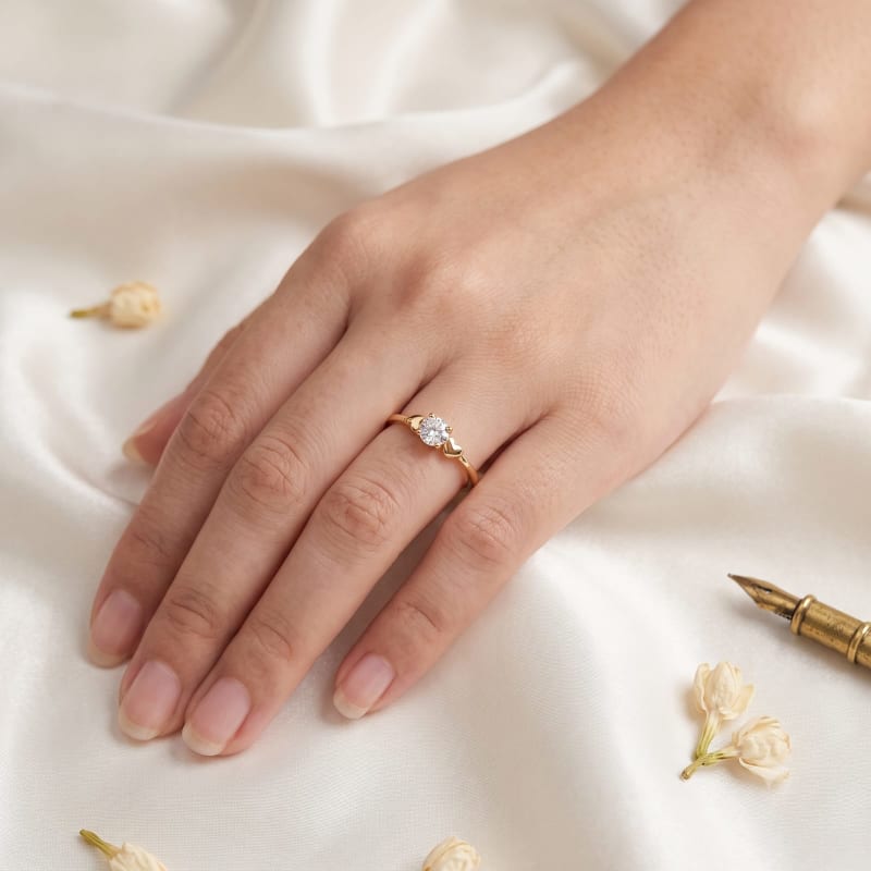 Heart Accent Solitaire Ring