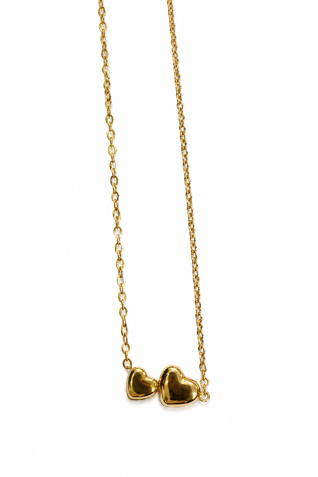 Double heart gold necklace