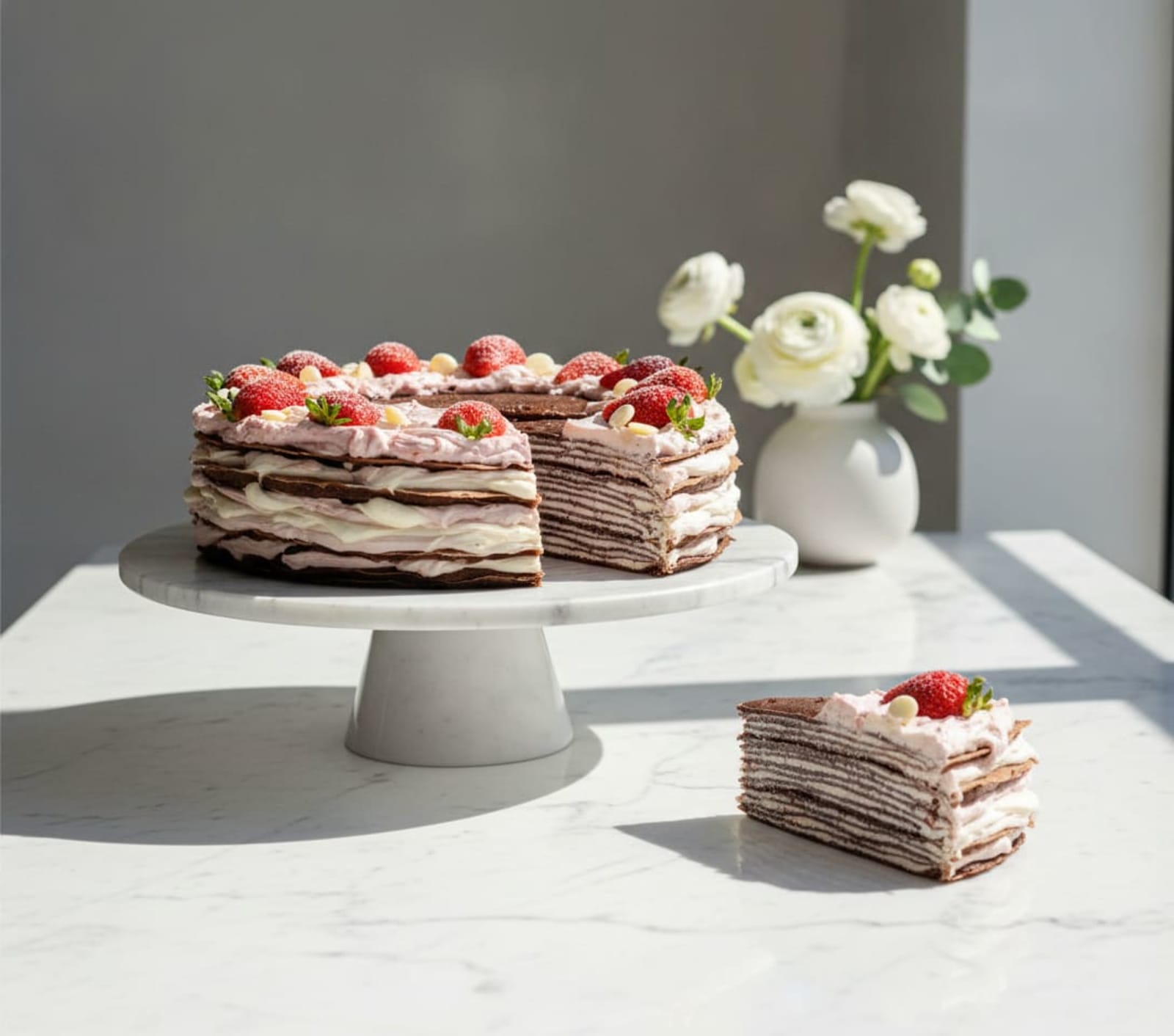 Crêpe Cake with Ricotta and Red Fruit, custom cake made to order in Bratislava, City Cake Company