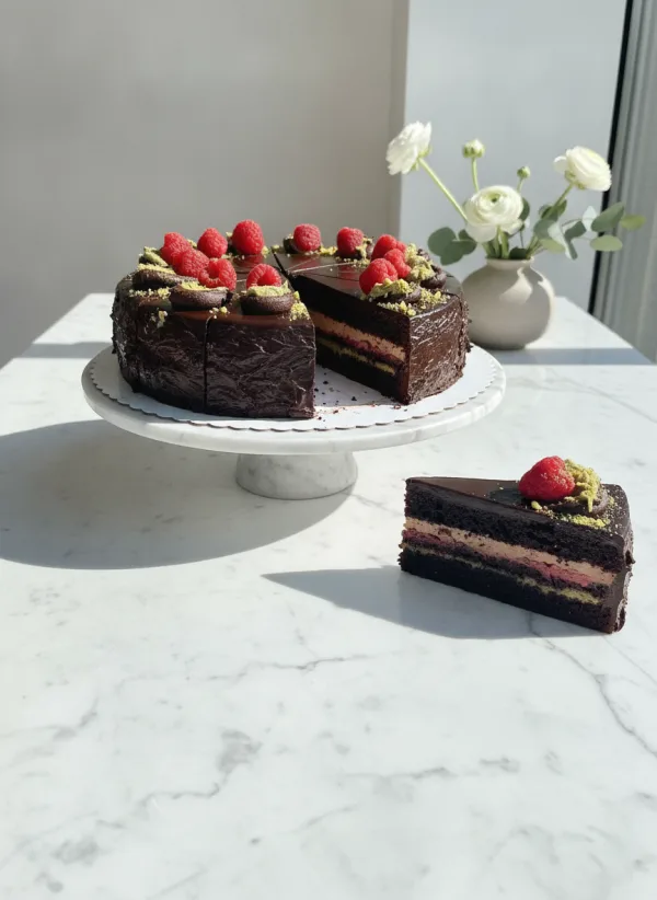 Malinovo-pistáciová torta Dubai — City Cake Company Bratislava