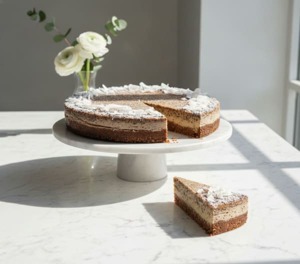 Raw Banana and Poppy Seed Cheesecake with Young Coconut — City Cake Company Bratislava
