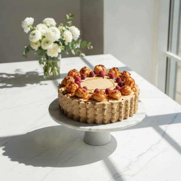 Salted Caramel Cake with Raspberries — City Cake Company Bratislava
