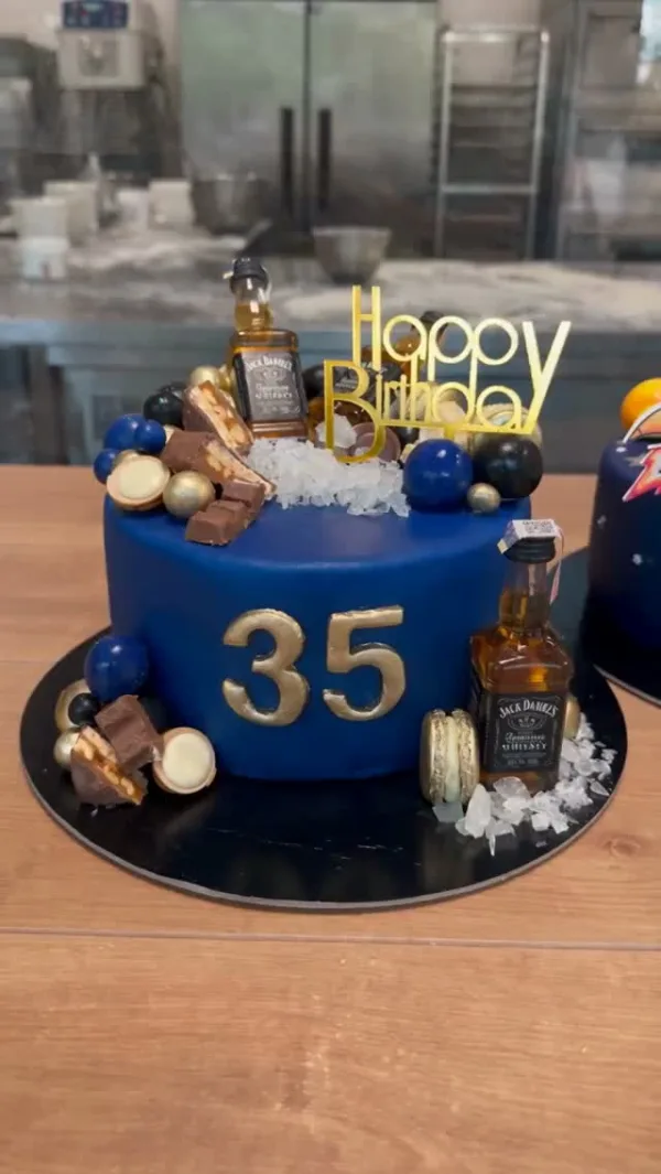 Navy blue 35th birthday cake