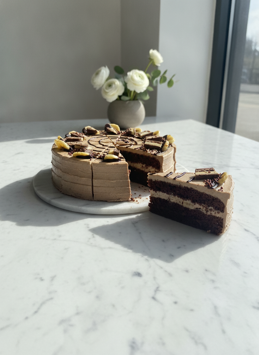 Nugátová torta s banánom