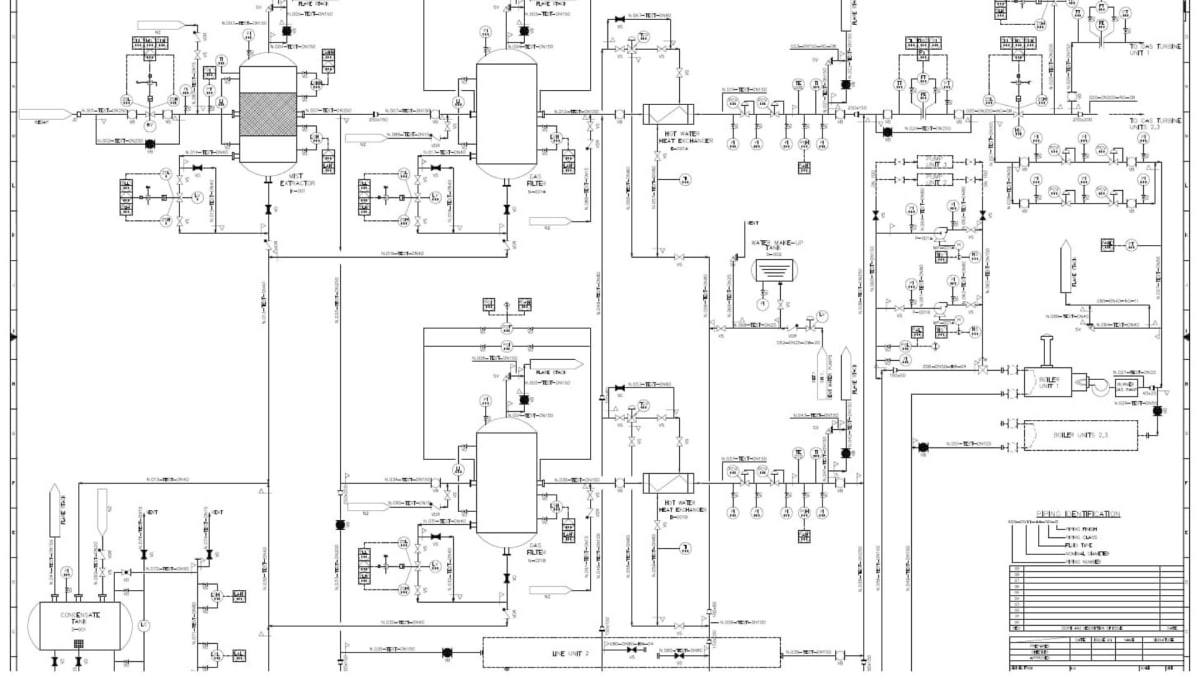 P&ID and schematic engineering drawings spread across a drafting table